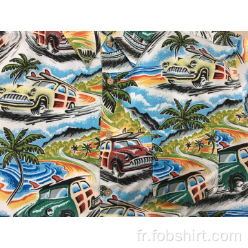 Chemise hawaïenne imprimée en polyester de haute qualité